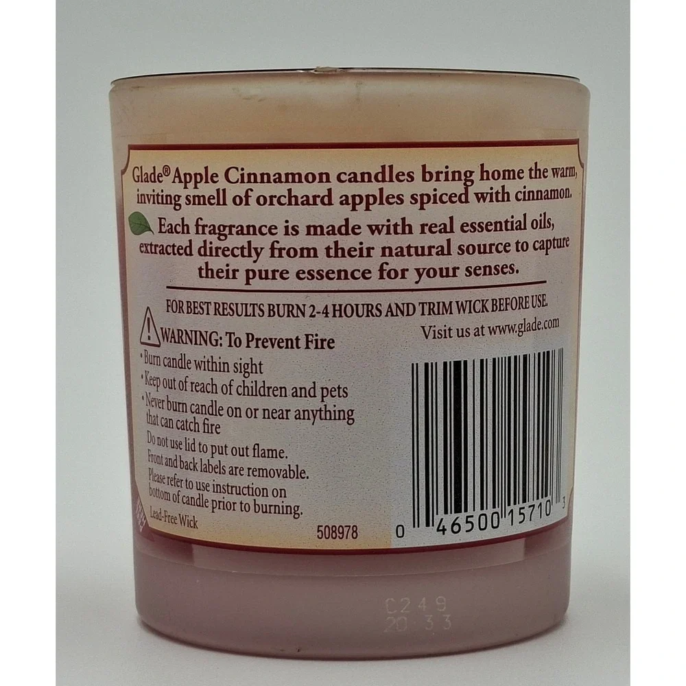 Glade Candle Set 4oz Apple Cinnamon & Fresh Berries Wild Raspberry Essential Oil